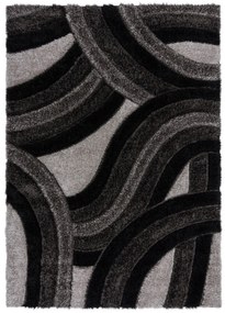 Flair Rugs, Kusový koberec Indulgence Velvet Carved Grey/Black, 160x230, čierna, obývacia izba