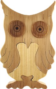 AMADEA Drevené puzzle sova, masívne drevo dvoch druhov, 15 cm