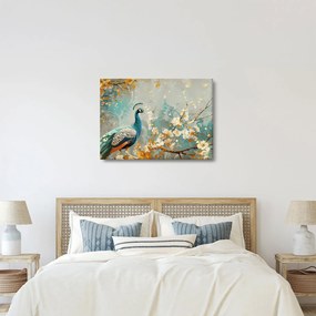 Obraz - Páv so zlatým dekorom (70x50 cm)
