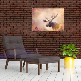 Obraz - Sob v jesennom lístí (70x50 cm)