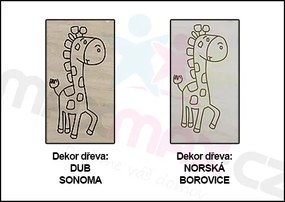 Detská komoda s výrezom ŽIRAFA - prírodná