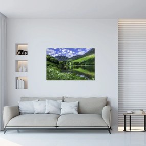 Obraz - Krajina s jazerom (90x60 cm)