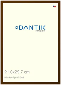 DANTIK rám na obraz 21x29,7 | ALU Hnědá umbra broušená (Sklo Čiré)