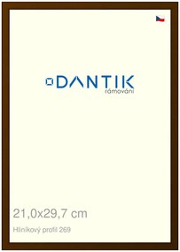 DANTIK rám na obraz 21x29,7 | ALU Hnědá umbra broušená (Sklo Čiré)