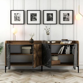 Skrinka Venedik Walnut and Black Marble