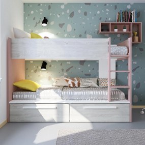 Poschodová posteľ s priestorom Reversi - antique pink