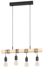 Závesné svietidlo v čiernej a prírodnej farbe TOWNSHEND - EGLO