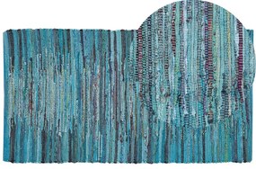 Bavlnený koberec 80 x 150 cm modrý MERSIN Beliani