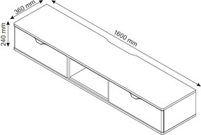 Závesný TV stolík Avola, béžová kašmír/dub cremona