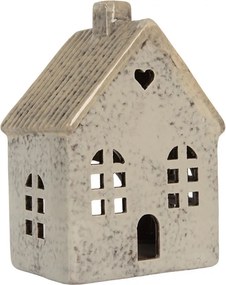 Sivý keramický domček na čajovú sviečku Lamont - 11*7*16 cm