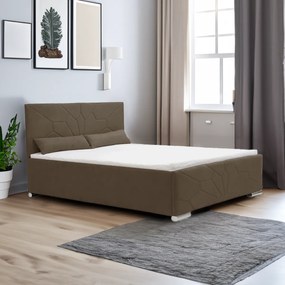 Čalúnená posteľ s úložným priestorom a matracom SOLO 140 x 200 cm Hnědý