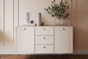 Závesná komoda Lorini 150 cm - kašmírová / čierne úchytky G