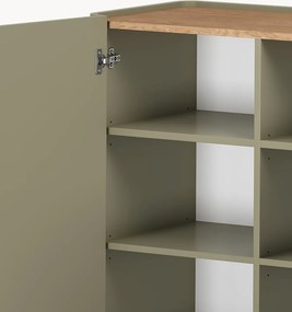 Komoda Elivo 200 cm štvordverová na nožičkách - eukalyptus / dub baltic dune