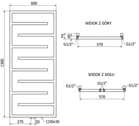 Mexen Orlando, vykurovacie teleso 1380 x 600 mm, 499 W, čierna, W207-1380-600-00-70
