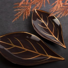 Dekoračný podnos ALISMA 2 1 hnedý / zlatý