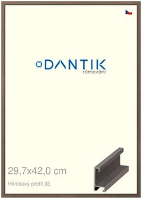 DANTIK rám na obraz 29,7x42 | ALU Hnědá tmavá (Plexi Čiré)
