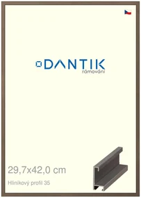 DANTIK rám na obraz 29,7x42 | ALU Hnědá tmavá (Plexi Čiré)