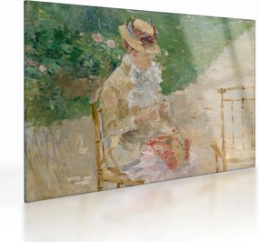 Sklenený obraz - Berthe Morisot, Young Woman Knitting, reprodukcia (70x50 cm)