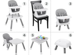 JOKOMISIADA Detská jedálenská stolička na kŕmenie, sada 6 v 1 ZA4142