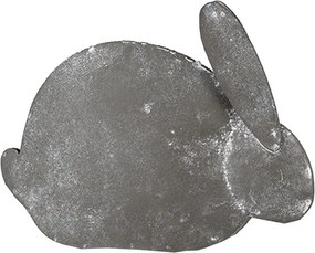 Šedá antik plechová figúrka králika s kvetmi - 16*4*11 cm