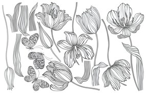 Sada samolepiek na stenu Ambiance Bright Tulips