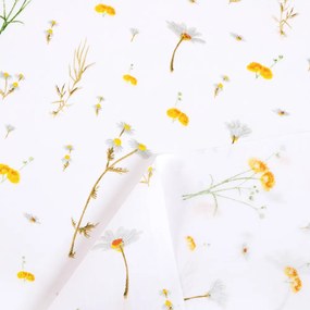Biante Bavlnený záves Sandra SA-497 Žlté bylinky na bielom 150x170 cm