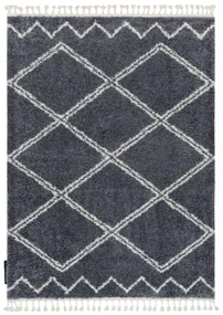 Koberec BERBER ASILA B5970, sivo - biely, strapce, Maroko Shaggy