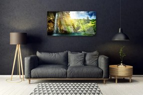 Obraz na akrylátovom skle Vodopád stromy príroda 100x50 cm