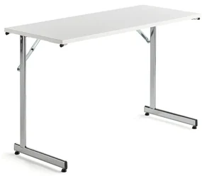 Rokovací stôl Claire, 1200x500 mm, biely laminát/chróm