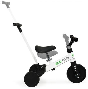 Odrážadlo/ bicykel 2 v 1 s pedálmi a vodiacou tyčou, Biele