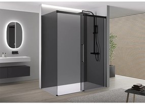 CERANO - Sprchovací kút Lantono L/P - 8 mm - čierna matná, grafitové sklo - 130x80 cm - posuvný, CER-CER-8050BD7524
