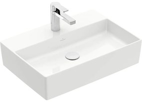 VILLEROY &amp; BOCH Memento 2.0 obdĺžnikové umývadlo na dosku s otvorom, bez prepadu, 600 x 420 mm, biela alpská, s povrchom CeramicPlus, 4A0761R1