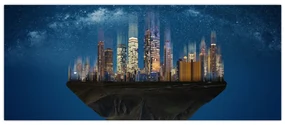 Obraz - Veľkomesto plávajúce priestorom (120x50 cm)
