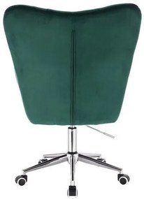 LuxuryForm DESIGN Kreslo AURORA VELUR na strieborné podstave s kolieskami - zelené