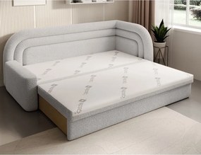 Krémovobiela rozkladacia/s úložným priestorom pohovka z textílie buklé pravý roh 223 cm Fabillo – ELTAP