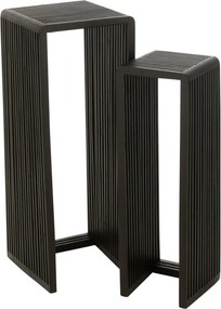 Sada 2 odkladacích stolíkov Cubic z recyklovaného prírodného teaku – 34*34*88/ 25*25*75 cm