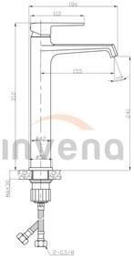 Invena Fira, vysoká umývadlová batéria, čierna matná, INV-BU-71-W04-V