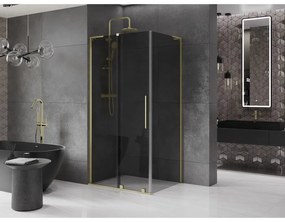 Mexen Velar L, sprchový kút s posuvnými dverami 120 x 80 cm, 8mm šedé sklo, zlatá matná, 871-120-080-43-55