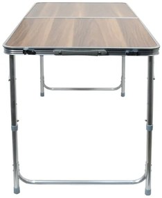 Skladací kempingový stôl hnedá/chróm