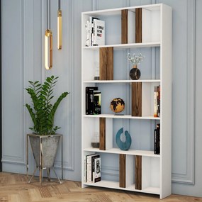 Knižnica Lima - White, Walnut
