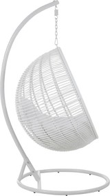 Závesné biele záhradné ratanové kreslo Lounge White -119*110*193 cm