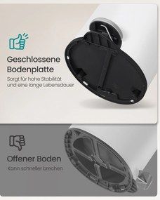 SONGMICS kúpeľňový odpadkový kôš s tichým vekom, 3L, biely