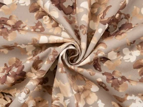 Biante Zamatový obdĺžnikový obrus Tamara TMR-042 Hnedé kvety na sivobéžovom 130x220 cm