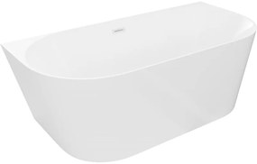 Mexen Oval Slim, voľne stojaca vaňa ku stene 170 x 80 cm, biela lesklá, biely prepad, 52661708000-20