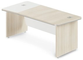 Rohový stôl TopOffice Premium 203,2 x 102,7 cm, ľavý, agát svetlý / biela