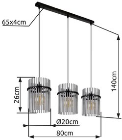 GLOBO GORLEY 15698-3H Závesné svietidlo