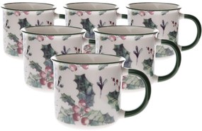 Súprava 6 porcelánových hrnčekov Vianočná cezmína 300 ml, 300 ml