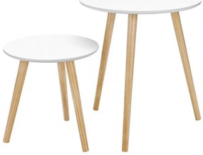 Súprava 2 ks odkladacích stolíkov SERA, biela/hnedá