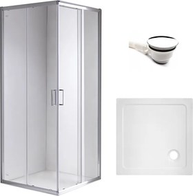 BPS-koupelny Štvorcový sprchový kút HYD-SK93B 90x90 chróm/transparent + vanička HYD-SSV-ST02B biela