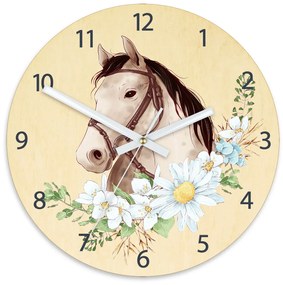 Dětské nástěnné hodiny Ami Kůň bílý 30 cm vícebarevné